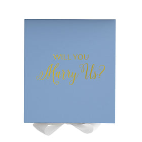 Will You Marry Us?? Proposal Box Light Blue w/ white Bow- No Border