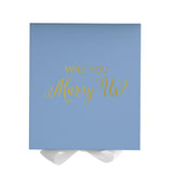 Will You Marry Us?? Proposal Box Light Blue w/ white Bow- No Border