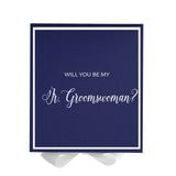 Will You Be My Jr Groomswoman? Proposal Box Navy w/ White Bow -  Border