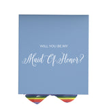 Will You Be My maid of honor? Proposal Box light blue - No Border - Rainbow Ribbon