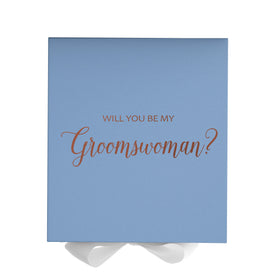 Will You Be My groomswoman? Proposal Box Light Blue w/ white Bow- No Border