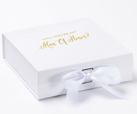 Will You Be My Man of Honor? Proposal Box White - No Border