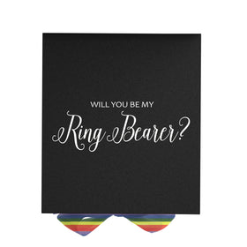 Will You Be My Ring Bearer? Proposal Box black - No Border - Rainbow Ribbon