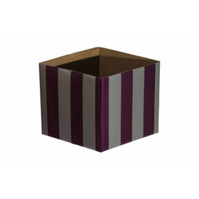 Striped Mni Posy Box (H:11cm TD:13x13cm)-Aubergine/Silver-Gift Box