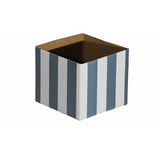 Striped Mni Posy Box (H:11cm TD:13x13cm)-Metallic Blue/White-Gift Box