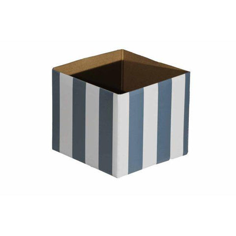 Striped Mni Posy Box (H:11cm TD:13x13cm)-Metallic Blue/White-Gift Box