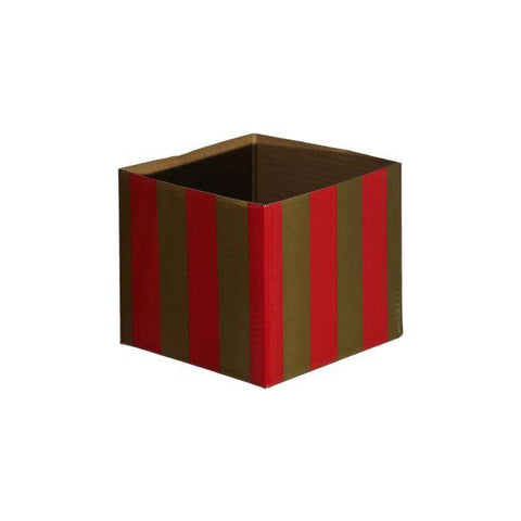Striped Mni Posy Box (H:11cm TD:13x13cm)-Red/Gold-Gift Box