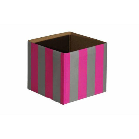 Striped Mni Posy Box (H:11cm TD:13x13cm)-Silver/Cerise-Gift Box