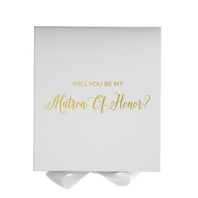 Will You Be My Matron of Honor? Proposal Box White - No Border
