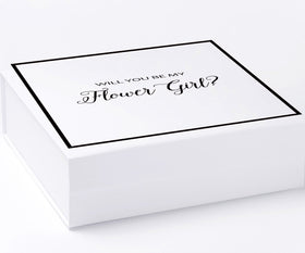 Will You Be My Flower Girl? Proposal Box White -  Border - No ribbon