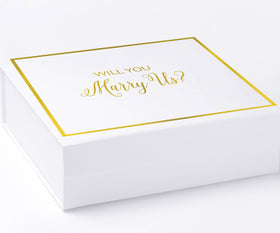 Will You Marry Us?? Proposal Box White -  Border - No ribbon