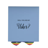 Will You Be My Usher? Proposal Box light blue - No Border - Rainbow Ribbon