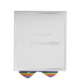 Will You Be My Jr Groomswoman? Proposal Box White -  Border - Rainbow Ribbon