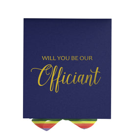 Will You Be our Officiant? Proposal Box Navy - No Border - Rainbow Ribbon