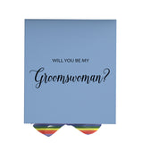 Will You Be My groomswoman? Proposal Box light blue - No Border - Rainbow Ribbon