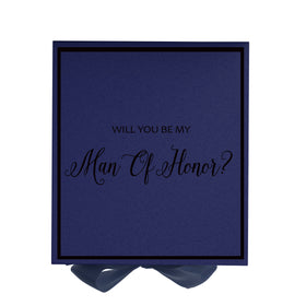 Will You Be My Man of Honor? Proposal Box Navy -  Border