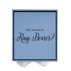 Will You Be My Ring Bearer? Proposal Box Light Blue w/ white Bow-  Border