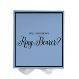 Will You Be My Ring Bearer? Proposal Box Light Blue w/ white Bow-  Border