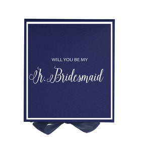 Will You Be My Jr Bridesmaid? Proposal Box Navy -  Border