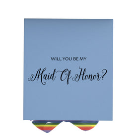 Will You Be My maid of honor? Proposal Box light blue - No Border - Rainbow Ribbon