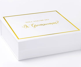 Will You Be My Jr Groomswoman? Proposal Box White -  Border - No ribbon