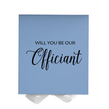 Will You Be our Officiant? Proposal Box Light Blue w/ white Bow- No Border