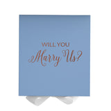 Will You Marry Us?? Proposal Box Light Blue w/ white Bow- No Border