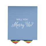 Will You Marry Us?? Proposal Box light blue - No Border - Rainbow Ribbon