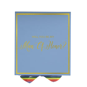 Will You Be My Man of Honor? Proposal Box light blue -  Border - Rainbow Ribbon