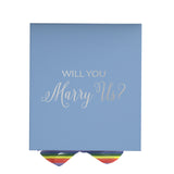 Will You Marry Us?? Proposal Box light blue - No Border - Rainbow Ribbon