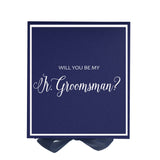 Will You Be My jr groomsman? Proposal Box Navy -  Border