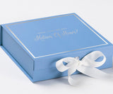 Will You Be My Matron of Honor? Proposal Box Light Blue w/ white Bow-  Border