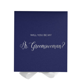 Will You Be My Jr Groomswoman? Proposal Box Navy w/ White Bow - No Border