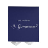 Will You Be My Jr Groomswoman? Proposal Box Navy w/ White Bow - No Border