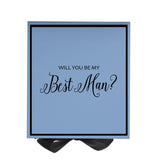 Will You Be My Best man? Proposal Box Light Blue w/ Black Bow-  Border