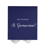 Will You Be My Jr Groomswoman? Proposal Box Navy w/ White Bow - No Border