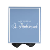 Will You Be My jr bridesmaid? Proposal Box Light Blue w/ Black Bow-  Border