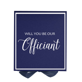 Will You Be our Officiant? Proposal Box Navy -  Border