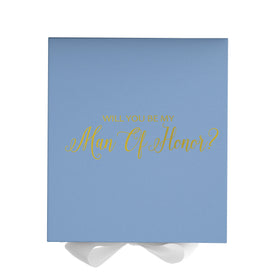 Will You Be My Man of Honor? Proposal Box Light Blue w/ white Bow- No Border