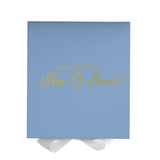 Will You Be My Man of Honor? Proposal Box Light Blue w/ white Bow- No Border