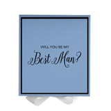 Will You Be My Best man? Proposal Box Light Blue w/ white Bow-  Border