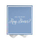 Will You Be My Ring Bearer? Proposal Box Light Blue w/ white Bow-  Border