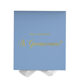 Will You Be My Jr Groomswoman? Proposal Box Light Blue w/ white Bow- No Border