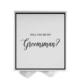 Will You Be My groomsman? Proposal Box White -  Border