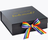 Will You Be My bridesmaid? Proposal Box black - No Border - Rainbow Ribbon