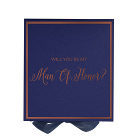 Will You Be My Man of Honor? Proposal Box Navy -  Border