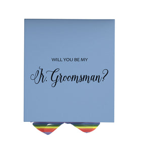 Will You Be My jr groomsman? Proposal Box light blue - No Border - Rainbow Ribbon