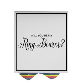 Will You Be My Ring Bearer? Proposal Box White -  Border - Rainbow Ribbon