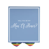 Will You Be My Man of Honor? Proposal Box light blue -  Border - Rainbow Ribbon