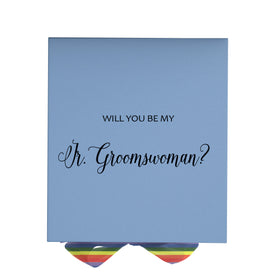 Will You Be My Jr Groomswoman? Proposal Box light blue - No Border - Rainbow Ribbon